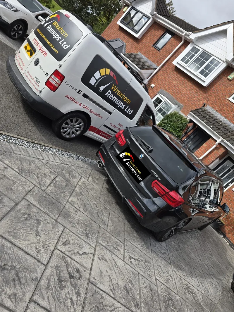 Wrexham Remaps van next to customer BMW